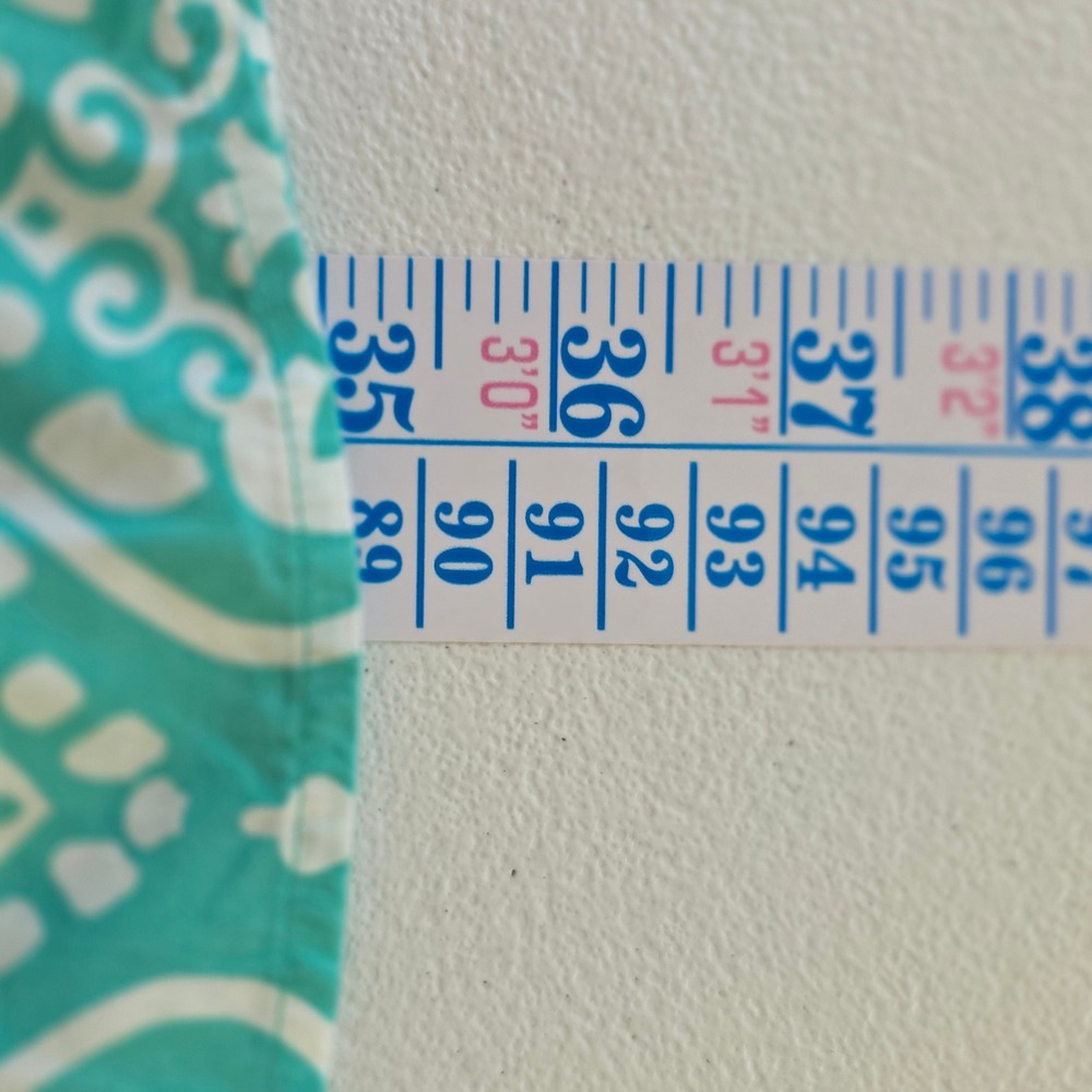 Crown & Ivy Dress Womens 10P Turquoise White Damask Cotton 3/4 Sleeve Pockets - Picture 11 of 13